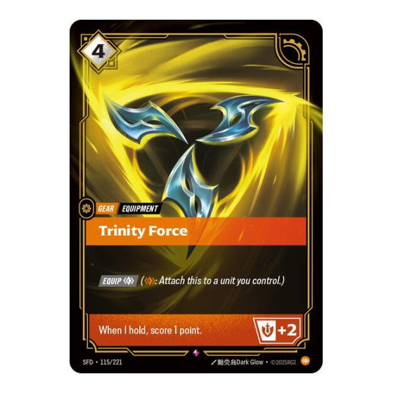 Trinity Force (SFD) #115/221 Rare (Foil Near Mint) Spiritforged Riftbound: League of Legends Trading Card Game: 2026