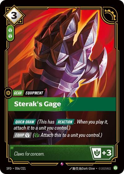 2026 Riftbound League of Legends Trading Card Game: Spiritforged (SFD) - Steraks Gage (#056/221, Rare) (Foil, Near Mint)
