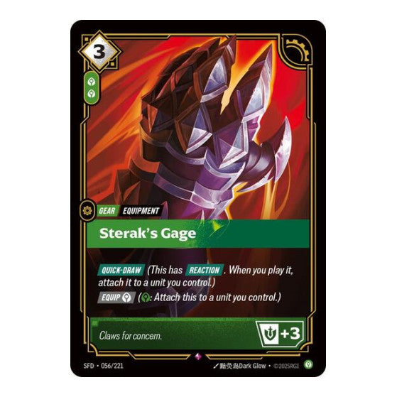 Sterak's Gage (SFD) #056/221 Rare (Foil Near Mint) Spiritforged Riftbound: League of Legends Trading Card Game: 2026