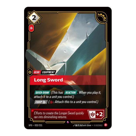Long Sword (SFD) #022/221 Rare (Foil Near Mint) Spiritforged Riftbound: League of Legends Trading Card Game: 2026