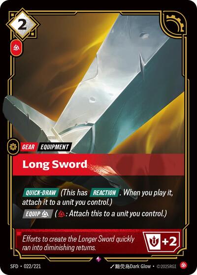 Long Sword (SFD) #022/221 Rare (Foil Near Mint) Spiritforged Riftbound: League of Legends Trading Card Game: 2026