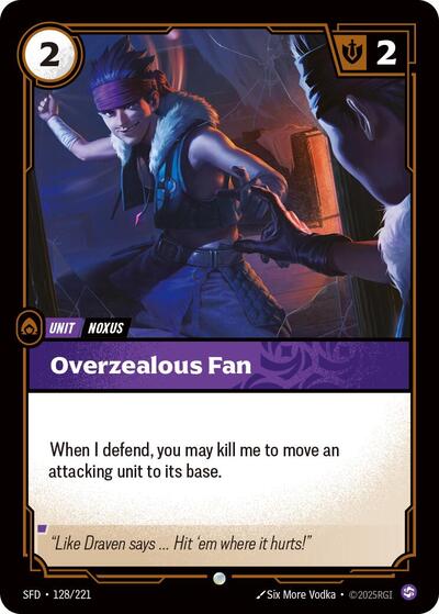 Overzealous Fan (SFD) #128/221 Common Spiritforged Riftbound: League of Legends Trading Card Game: 2026