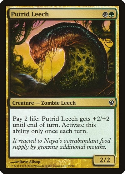 Putrid Leech (DDJ) #53 Common (Lightly Played) Duel Decks: Izzet vs. Golgari Magic: 2012
