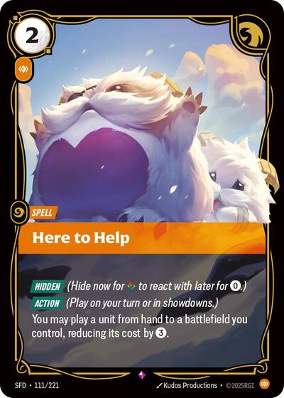 2026 Riftbound League of Legends Trading Card Game: Spiritforged (SFD) - Here to Help (#111/221, Rare) (Foil, Near Mint)