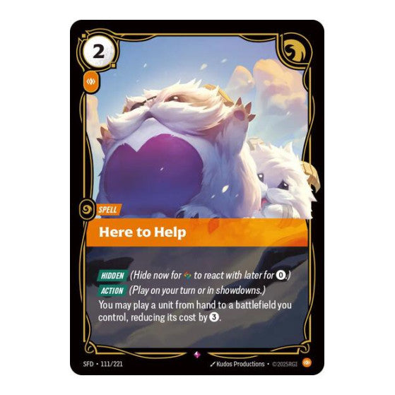 Here to Help (SFD) #111/221 Rare (Foil Near Mint) Spiritforged Riftbound: League of Legends Trading Card Game: 2026