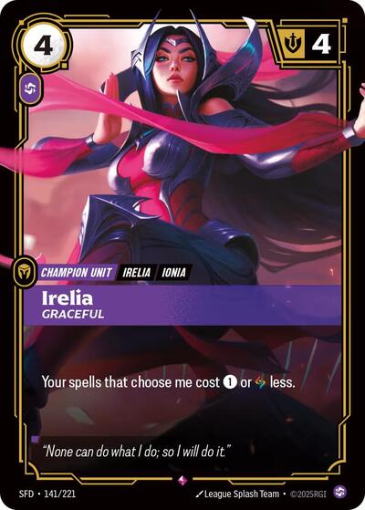 Irelia Graceful (SFD) #141/221 Rare (Foil Near Mint) Spiritforged Riftbound: League of Legends Trading Card Game: 2026