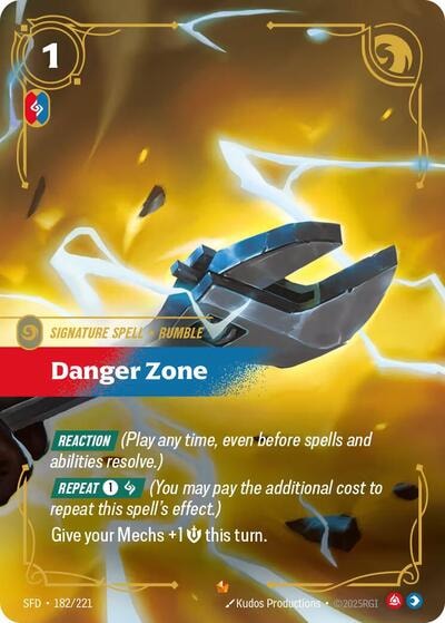 Danger Zone (SFD) #182/221 Epic (Foil Near Mint) Spiritforged Riftbound: League of Legends Trading Card Game: 2026