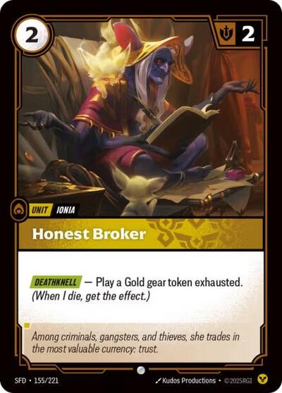 Honest Broker (SFD) #155/221 Common Spiritforged Riftbound: League of Legends Trading Card Game: 2026