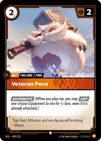 Veteran Poro (SFD) #099/221 Common Spiritforged Riftbound: League of Legends Trading Card Game: 2026