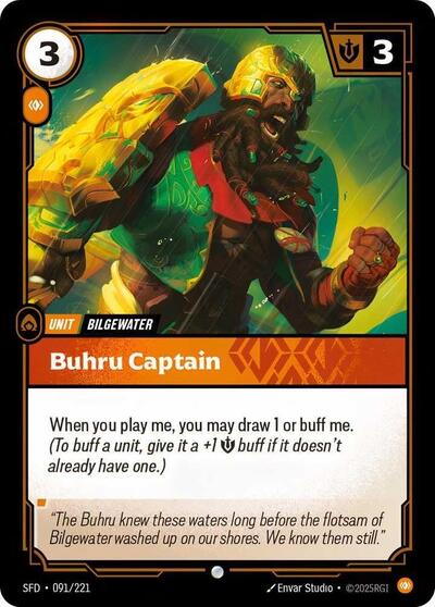Buhru Captain (SFD) #091/221 Common (Foil Near Mint) Spiritforged Riftbound League of Legends Trading Card Game: 2026