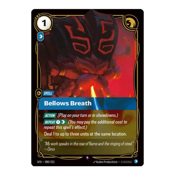 Bellows Breath (SFD) #080/221 Rare (Foil Near Mint) Spiritforged Riftbound: League of Legends Trading Card Game: 2026