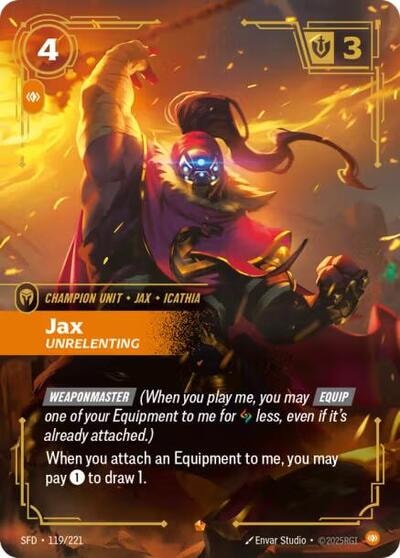 Jax - Unrelenting (SFD) #119/221 Epic (Foil Near Mint) Spiritforged Riftbound: League of Legends Trading Card Game: 2026