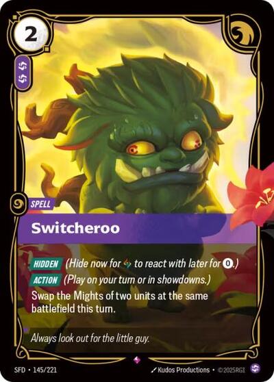 Switcheroo (SFD) #145/221 Rare (Foil Near Mint) Spiritforged Riftbound: League of Legends Trading Card Game: 2026
