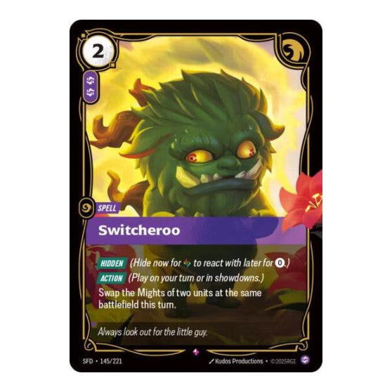 Switcheroo (SFD) #145/221 Rare (Foil Near Mint) Spiritforged Riftbound: League of Legends Trading Card Game: 2026