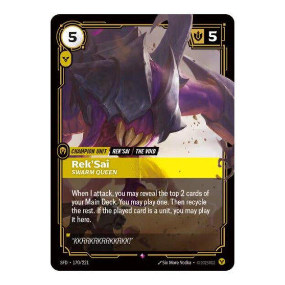 Rek'Sai, Swarm Queen (SFD) #170/221 Rare (Foil Near Mint) Spiritforged Riftbound: League of Legends Trading Card Game: 2026