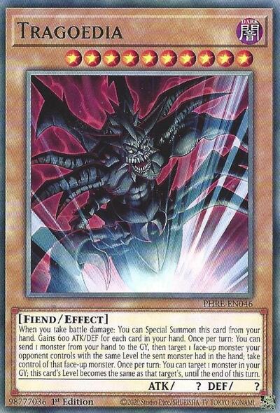 2025 YuGiOh: Phantom Revenge (PHRE) - Tragoedia (#PHRE-EN046, Rare) (1st Edition, Near Mint)