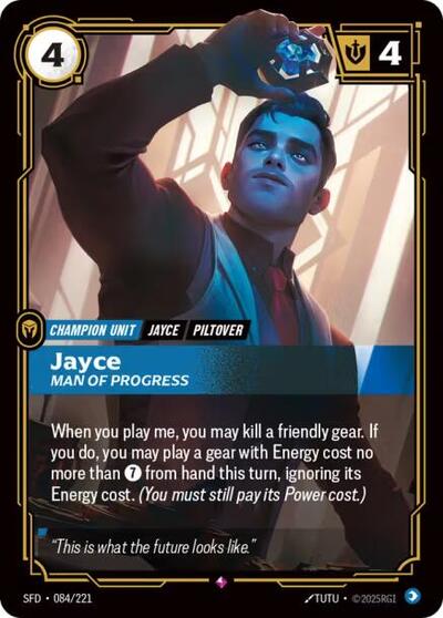 Jayce - Man of Progress (SFD) #084/221 Rare (Foil Near Mint) Spiritforged Riftbound: League of Legends Trading Card Game: 2026