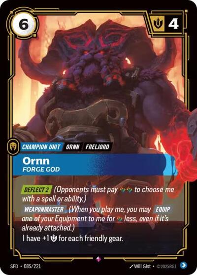 Ornn Forge God (SFD) #085/221 Rare (Foil Near Mint) Spiritforged Riftbound: League of Legends Trading Card Game: 2026