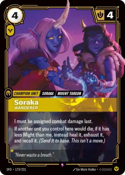 2026 Riftbound League of Legends Trading Card Game: Spiritforged (SFD) - Soraka Wanderer (#173/221, Rare) (Foil, Near Mint)