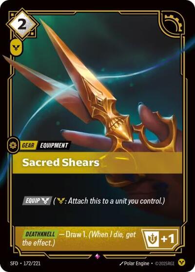 2026 Riftbound League of Legends Trading Card Game: Spiritforged (SFD) - Sacred Shears (#172/221, Rare) (Foil, Near Mint)