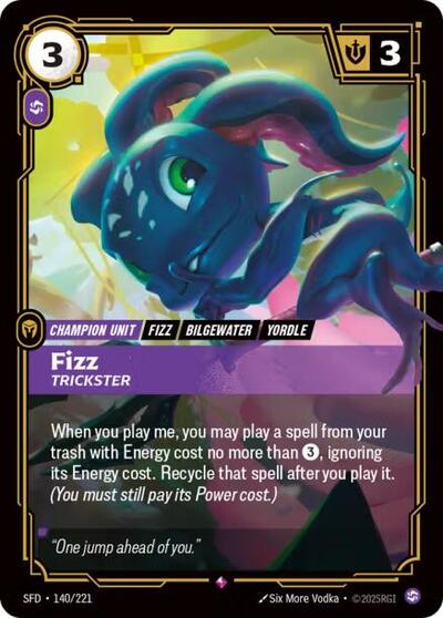 Fizz - Trickster (SFD) #140/221 Rare (Foil Near Mint) Spiritforged Riftbound: League of Legends Trading Card Game: 2026