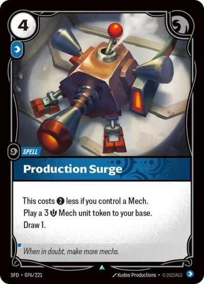 Production Surge (SFD) #076/221 Uncommon (Foil Near Mint) Spiritforged Riftbound: League of Legends Trading Card Game: 2026