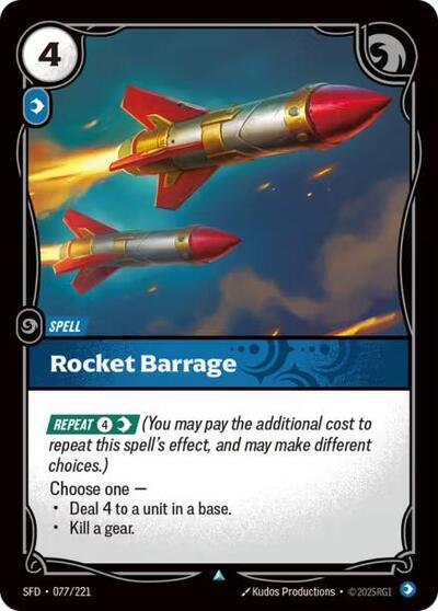 Rocket Barrage (SFD) #077/221 Uncommon (Near Mint) Spiritforged Riftbound: League of Legends Trading Card Game: 2026