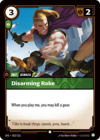 Disarming Rake (SFD) #032/221 Common Spiritforged Riftbound: League of Legends Trading Card Game: 2026