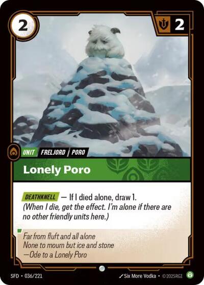 Lonely Poro (SFD) #036/221 Common Spiritforged Riftbound: League of Legends Trading Card Game: 2026