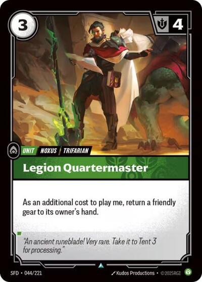 Legion Quartermaster (SFD) #044/221 Uncommon (Near Mint) Spiritforged Riftbound: League of Legends Trading Card Game: 2026
