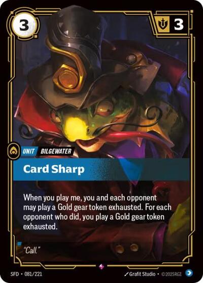 Card Sharp (SFD) #081/221 Rare (Foil Near Mint) Spiritforged Riftbound: League of Legends Trading Card Game: 2026