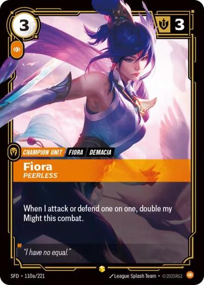 Fiora - Peerless (Alternate Art) (SFD) #110a/221 Showcase (Foil Near Mint) Spiritforged Riftbound: League of Legends Trading Card Game: 2026