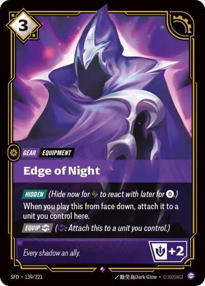 Edge of Night (SFD) #139/221 Rare (Foil Near Mint) Spiritforged Riftbound: League of Legends Trading Card Game: 2026