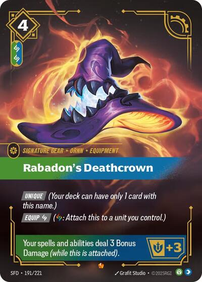 Rabadons Deathcrown (SFD) #191/221 Epic (Foil Near Mint) Spiritforged Riftbound League of Legends Trading Card Game: 2026
