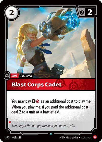 Blast Corps Cadet (SFD) #013/221 Uncommon (Near Mint) Spiritforged Riftbound: League of Legends Trading Card Game: 2026