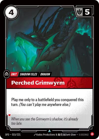Perched Grimwyrm (SFD) #015/221 Uncommon (Near Mint) Spiritforged Riftbound: League of Legends Trading Card Game: 2026