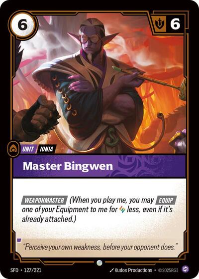 Master Bingwen (SFD) #127/221 Common (Near Mint) Spiritforged Riftbound: League of Legends Trading Card Game: 2026