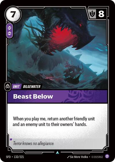 Beast Below (SFD) #132/221 Uncommon (Foil Near Mint) Spiritforged Riftbound: League of Legends Trading Card Game: 2026