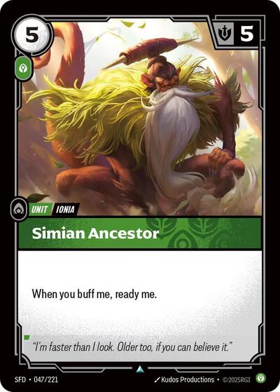 Simian Ancestor (SFD) #047/221 Uncommon (Near Mint) Spiritforged Riftbound: League of Legends Trading Card Game: 2026