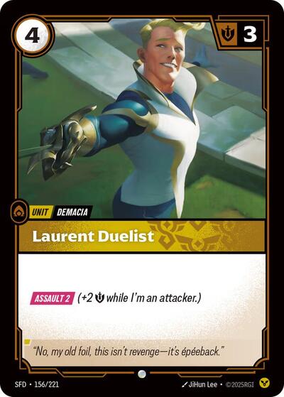 Laurent Duelist (SFD) #156/221 Common (Near Mint) Spiritforged Riftbound: League of Legends Trading Card Game: 2026