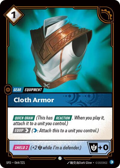 2026 Riftbound League of Legends Trading Card Game: Spiritforged (SFD) - Cloth Armor (#064/221, Common) (Foil, Near Mint)