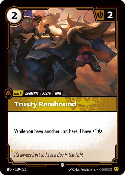 Trusty Ramhound (SFD) #159/221 Common (Near Mint) Spiritforged Riftbound: League of Legends Trading Card Game: 2026