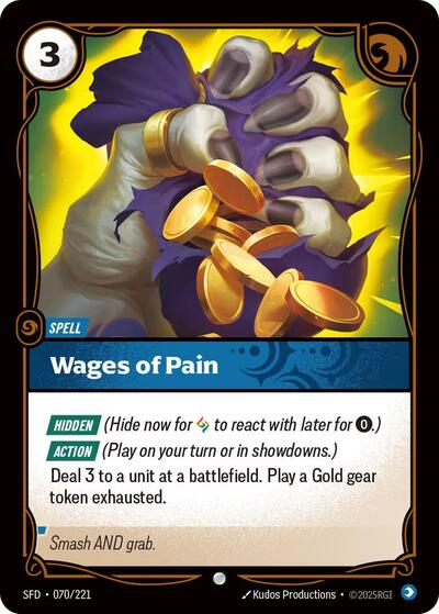 Wages of Pain (SFD) #070/221 Common (Near Mint) Spiritforged Riftbound: League of Legends Trading Card Game: 2026