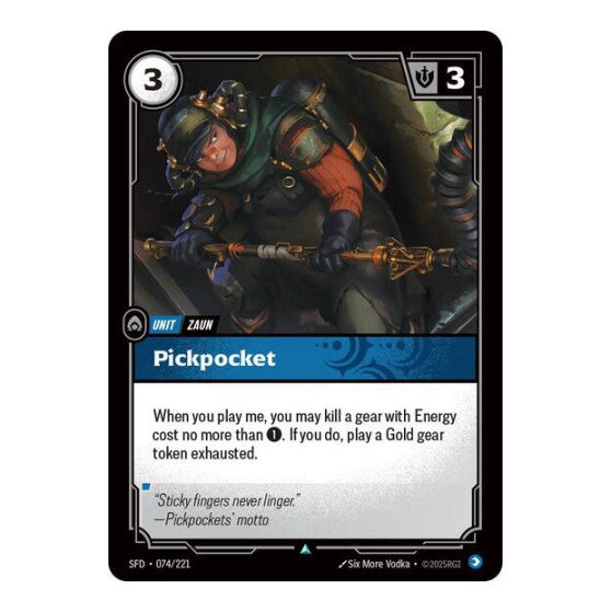 Pickpocket (SFD) #074/221 Uncommon (Near Mint) Spiritforged Riftbound: League of Legends Trading Card Game: 2026