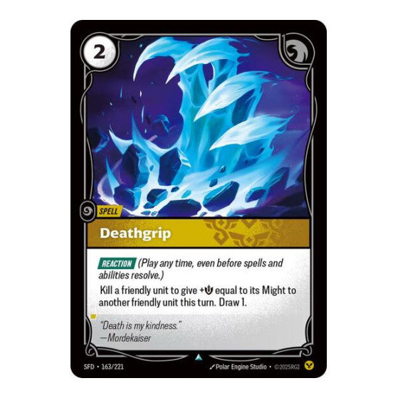 Deathgrip (SFD) #163/221 Uncommon (Near Mint) Spiritforged Riftbound: League of Legends Trading Card Game: 2026