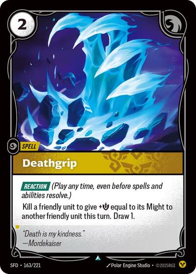 Deathgrip (SFD) #163/221 Uncommon (Near Mint) Spiritforged Riftbound: League of Legends Trading Card Game: 2026