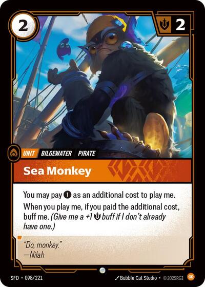 Sea Monkey (SFD) #098/221 Common (Foil Near Mint) Spiritforged Riftbound League of Legends Trading Card Game: 2026