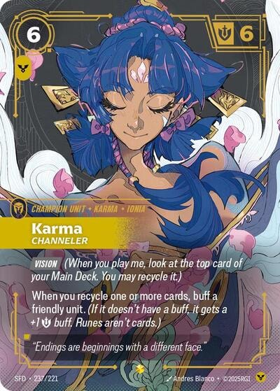 Karma - Channeler (Overnumbered) (SFD) #237/221 Showcase (Foil Near Mint) Spiritforged Riftbound: League of Legends Trading Card Game: 2026