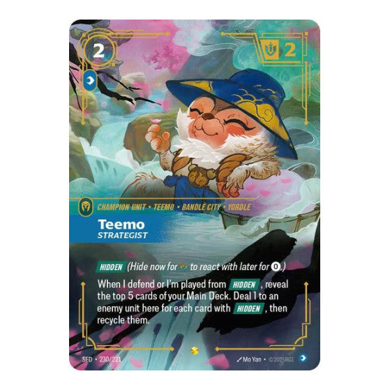 Teemo, Strategist (Overnumbered) (SFD) #230/221 Showcase (Foil Near Mint) Spiritforged Riftbound: League of Legends Trading Card Game: 2026