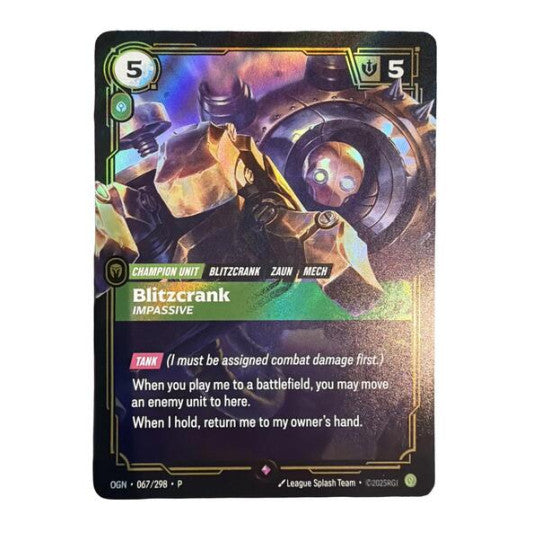 Blitzcrank, Impassive (OPP) #067/298 Promo (Foil Near Mint) Riftbound Organized Play Promotional Cards Riftbound: League of Legends Trading Card Game: 2025